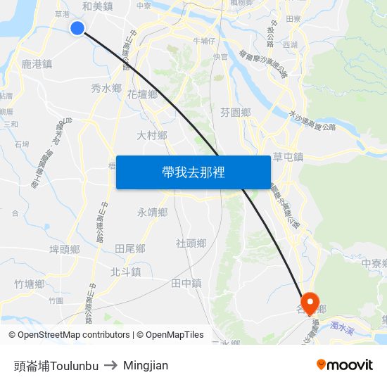 頭崙埔Toulunbu to Mingjian map