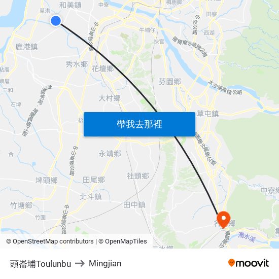 頭崙埔Toulunbu to Mingjian map