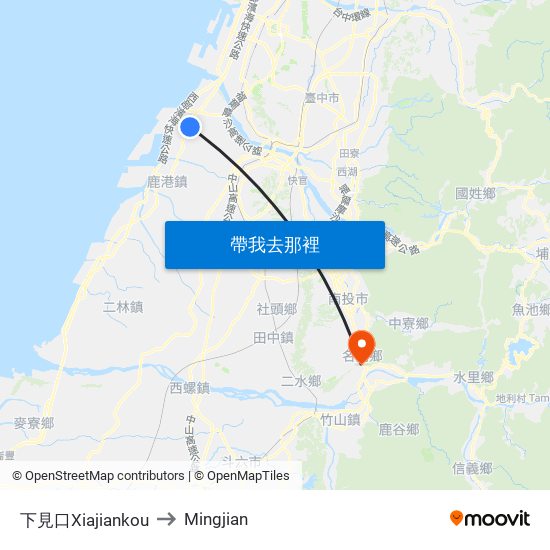 下見口Xiajiankou to Mingjian map