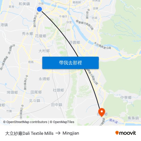 大立紗廠Dali Textile Mills to Mingjian map
