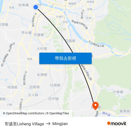 犁盛里Lisheng Village to Mingjian map