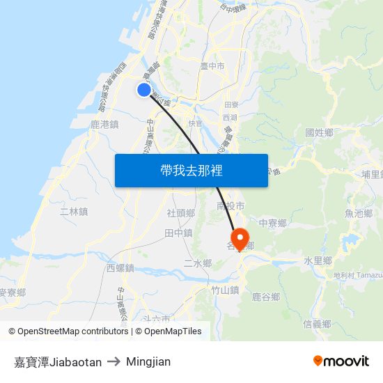 嘉寶潭Jiabaotan to Mingjian map