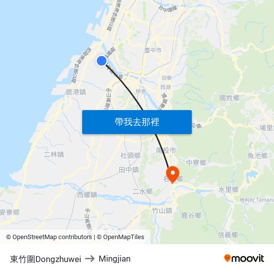 東竹圍Dongzhuwei to Mingjian map