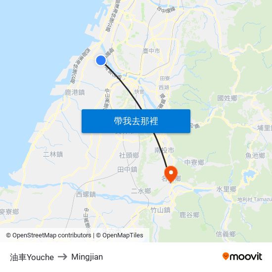 油車Youche to Mingjian map