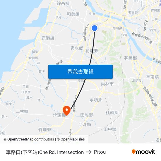 車路口(下客站)Che Rd. Intersection to Pitou map