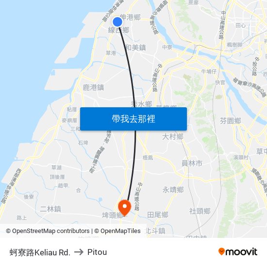 蚵寮路Keliau Rd. to Pitou map