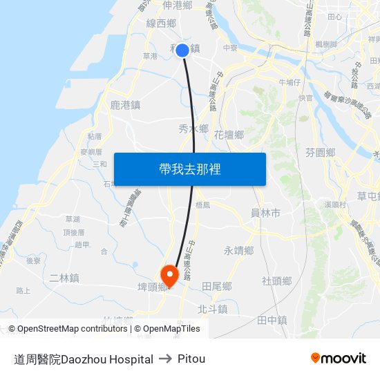 道周醫院Daozhou Hospital to Pitou map