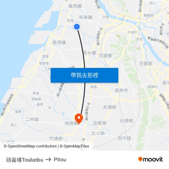 頭崙埔Toulunbu to Pitou map
