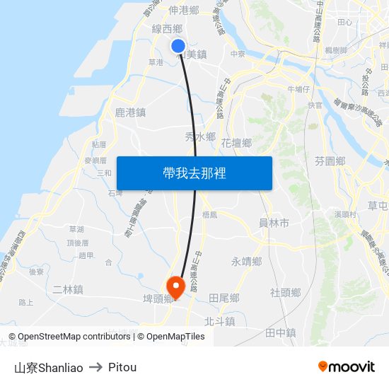 山寮Shanliao to Pitou map