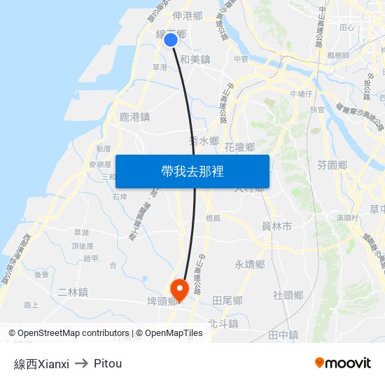 線西Xianxi to Pitou map