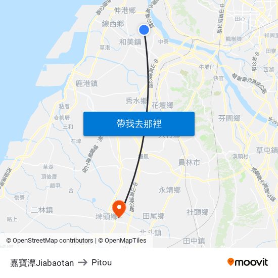 嘉寶潭Jiabaotan to Pitou map