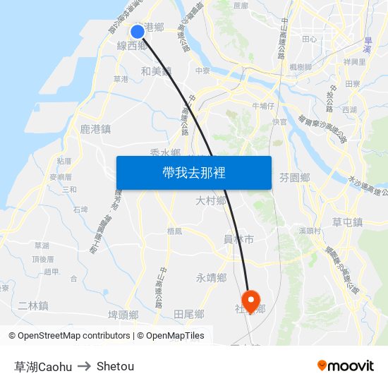 草湖Caohu to Shetou map