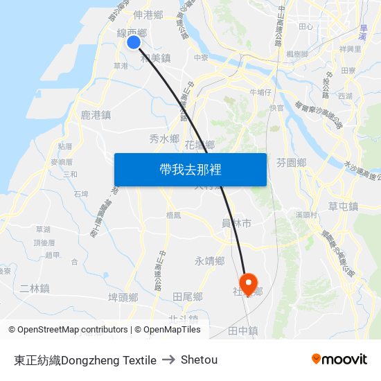 東正紡織Dongzheng Textile to Shetou map