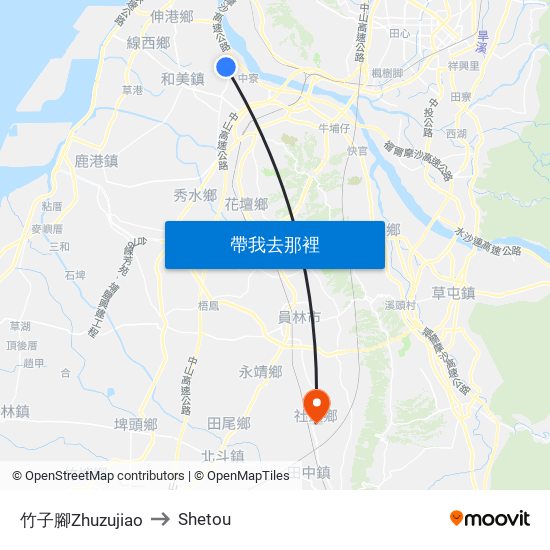竹子腳Zhuzujiao to Shetou map