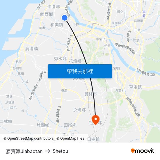 嘉寶潭Jiabaotan to Shetou map