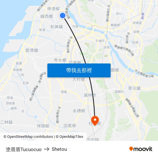 塗厝厝Tucuocuo to Shetou map