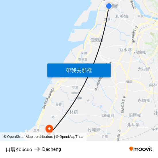 口厝Koucuo to Dacheng map
