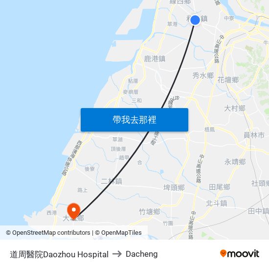 道周醫院Daozhou Hospital to Dacheng map