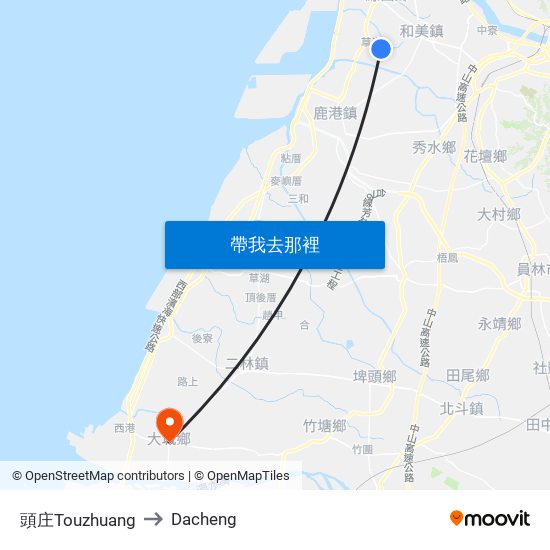 頭庄Touzhuang to Dacheng map