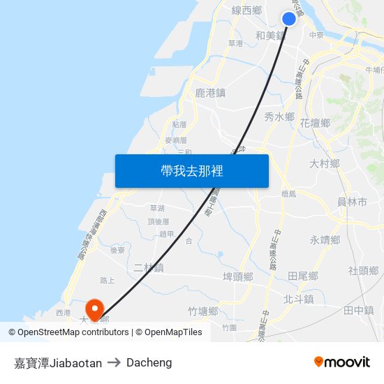 嘉寶潭Jiabaotan to Dacheng map