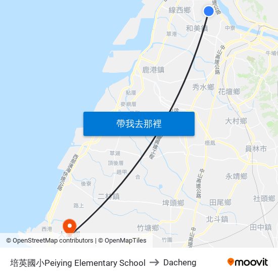 培英國小Peiying Elementary School to Dacheng map