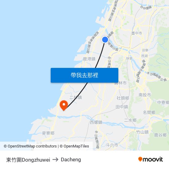 東竹圍Dongzhuwei to Dacheng map