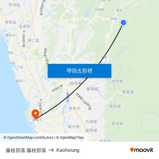 藤枝部落 藤枝部落 to Kaohsiung map