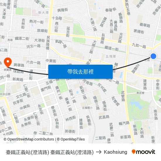 臺鐵正義站(澄清路) 臺鐵正義站(澄清路) to Kaohsiung map