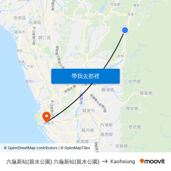 六龜新站(親水公園) 六龜新站(親水公園) to Kaohsiung map