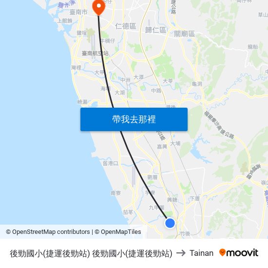 後勁國小(捷運後勁站) 後勁國小(捷運後勁站) to Tainan map