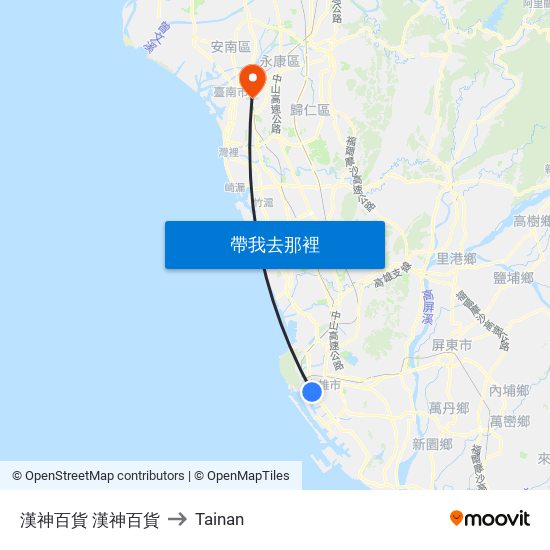 漢神百貨 漢神百貨 to Tainan map