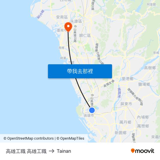 高雄工職 高雄工職 to Tainan map