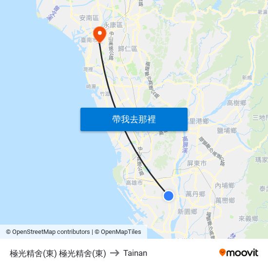 極光精舍(東) 極光精舍(東) to Tainan map
