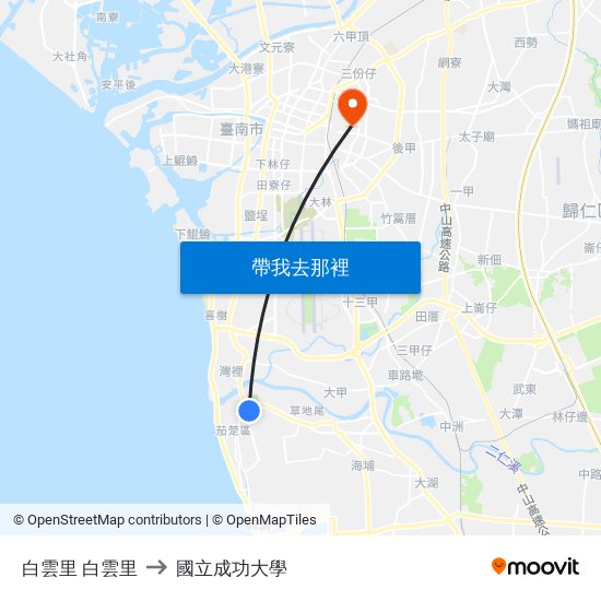 白雲里 白雲里 to 國立成功大學 map