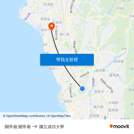 關帝廟 關帝廟 to 國立成功大學 map