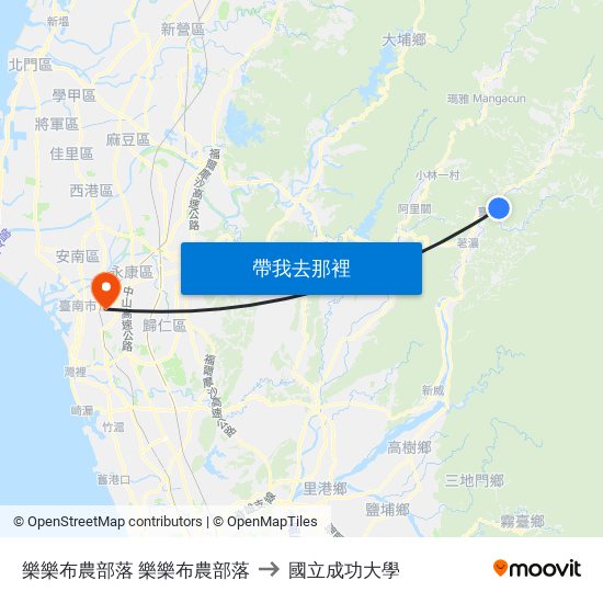 樂樂布農部落 樂樂布農部落 to 國立成功大學 map