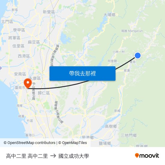 高中二里 高中二里 to 國立成功大學 map