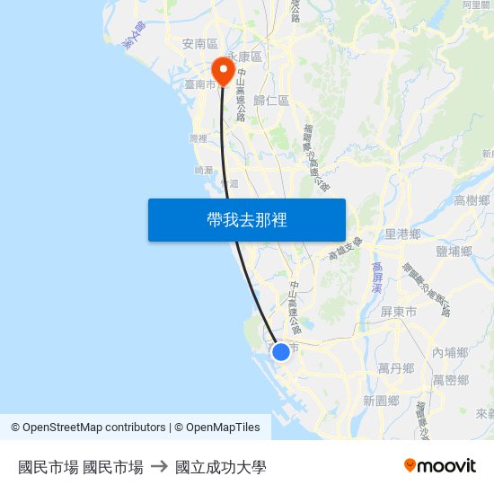 國民市場 國民市場 to 國立成功大學 map