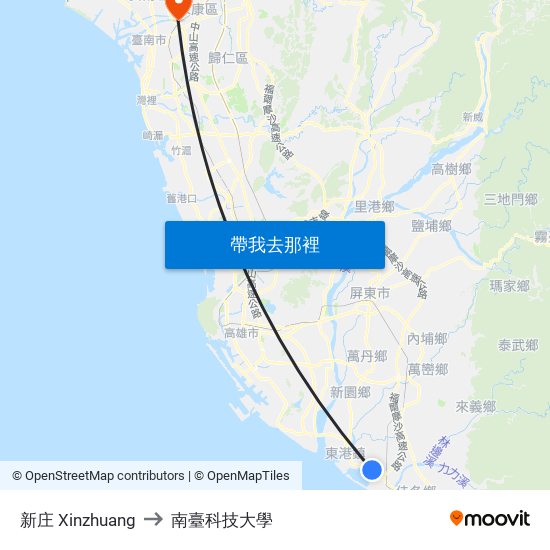 新庄 Xinzhuang to 南臺科技大學 map