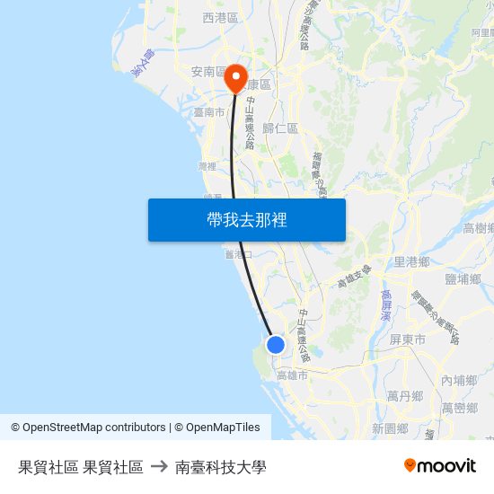 果貿社區 果貿社區 to 南臺科技大學 map