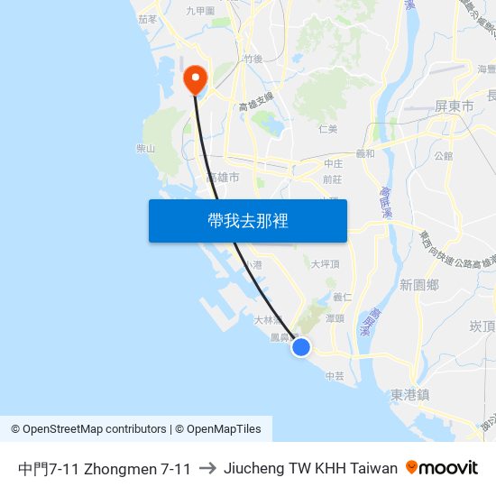 中門7-11 Zhongmen 7-11 to Jiucheng TW KHH Taiwan map