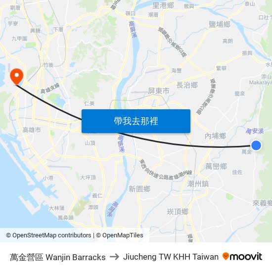 萬金營區 Wanjin Barracks to Jiucheng TW KHH Taiwan map