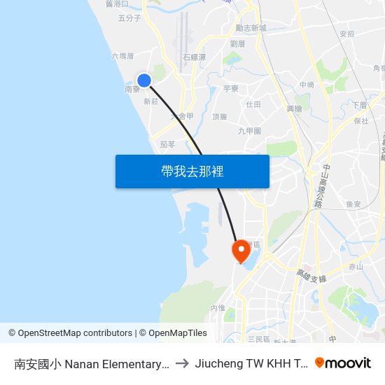 南安國小 南安國小 to Jiucheng TW KHH Taiwan map