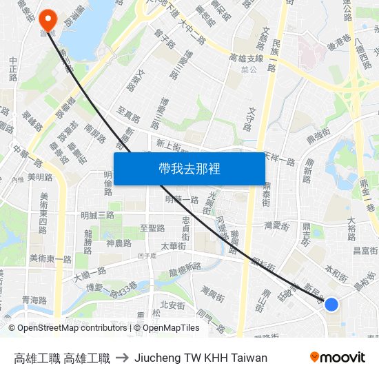 高雄工職 高雄工職 to Jiucheng TW KHH Taiwan map