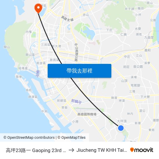 高坪23路一 高坪23路一 to Jiucheng TW KHH Taiwan map