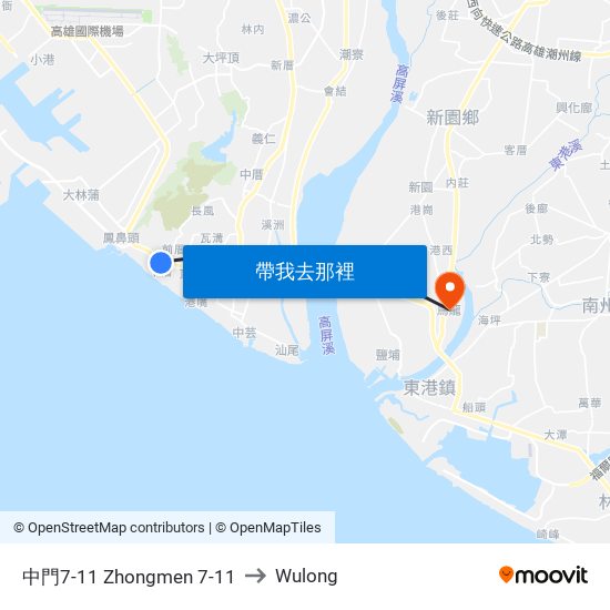 中門7-11 Zhongmen 7-11 to Wulong map