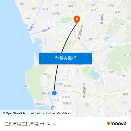 三民市場 三民市場 to Nanzi map