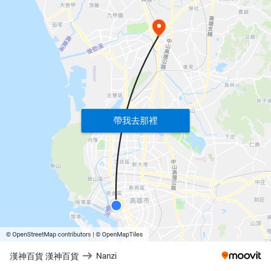 漢神百貨 漢神百貨 to Nanzi map