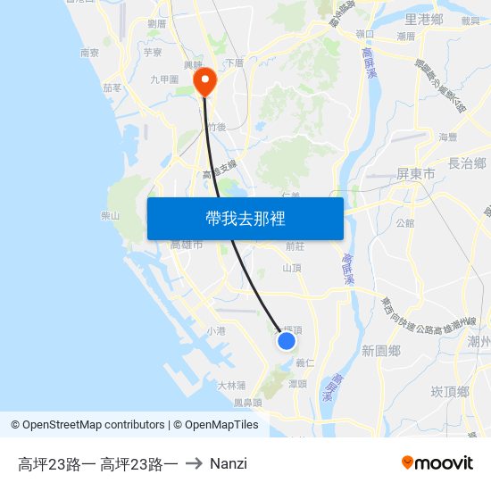 高坪23路一 高坪23路一 to Nanzi map