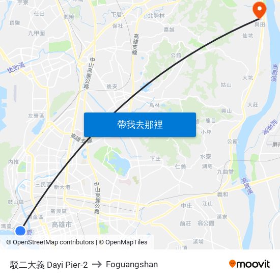 駁二大義 Dayi Pier-2 to Foguangshan map